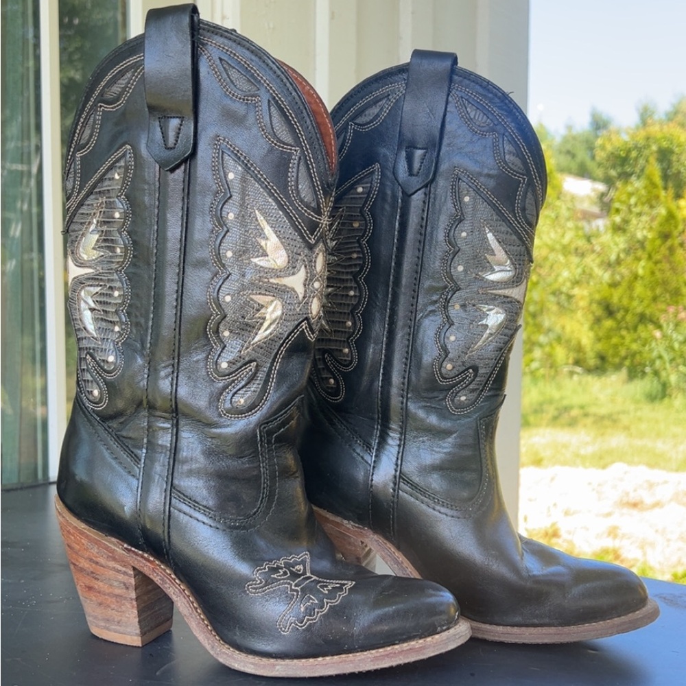 Miss capezio black butterfly cowgirl boots
